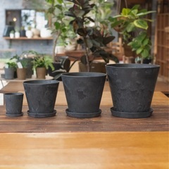 ART STONE  5号　鉢(皿付)　blackの画像
