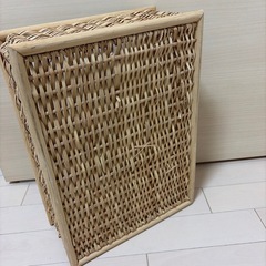 無印良品 無印　バスケット　カゴ　藤のカゴ　かご　ボックス　重なるブリ材長方形バスケットの画像