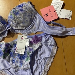 【新品タグ付き】L’ge（ルジェ）×Wacoal ときはなつブラ＆ショーツセット パープル B65/M の画像