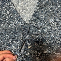  ①リメイク　羽織　手作り　生地　ハンドメイド　開襟シャツ　　前開き　練習着、舞台衣装の画像