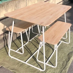 木目調 ナチュラル ダイニングテーブルセット ベンチチェア 4人用 ☆配送応相談☆の画像