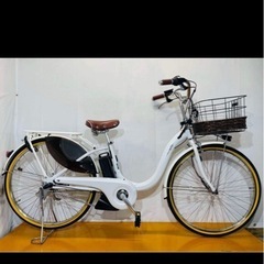 引き取り限定！試乗OK【美品／ほぼ未使用】YAMAHA PAS With 26インチ 電動アシスト自転車 ホワイト（ブラウンサドル）整備済の画像