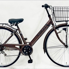 普段使い未使用　27型シティサイクル6段変速オートライト　ブラウンの画像