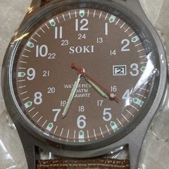 【未使用】SOKI★キャンバスベルト★ミリタリー腕時計　日付表示の画像