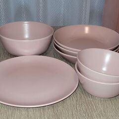IKEA ピンク系ストーンウェア 食器セット（7点）の画像