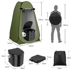 簡易トイレセット 防災トイレ 仮設トイレ 折りたたみ トイレテント シャワー黒の画像
