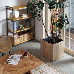 プランターカバー ウッドプランターボックス プランターポット スクエア型 Lサイズ 10号植木鉢 インナーポット 43.5×43.5cm 高さ43.5cm 木製の画像