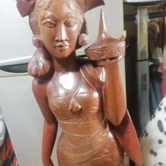 木彫り 少女立像 高さ102cm 大型の画像