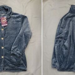 ( M-1024 )プレミアムフランネル パジャマ 前開き ボタン 長ぞで 長ズボン もこもこ ふわふわ グレー 秋冬 Lサイズ 中古 未使用の画像