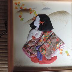 ちぎり絵細工人形（額装品）2点の画像