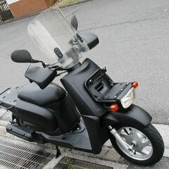 ヤマハ ギア GEAR UA06J FI 実働 ４サイクル・ 超美品中古、艶消しブラック、風防風除け、ナックルガード、グリップヒーター付き、の画像