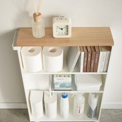 山崎実業 tower ハンドル付きスリムトイレラック タワー 収納 ホワイトの画像