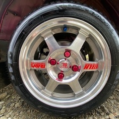 タイヤホイール4本セット　TE37 6J PCD100 ４穴  磨き仕上げしてあります　かなり綺麗なホイールです。　　　　　　　　　　　　　　　　　　　　　　の画像