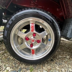 タイヤホイール4本セット　TE37 6J PCD100 ４穴  磨き仕上げしてあります　かなり綺麗なホイールです。　　　　　　　　　　　　　　　　　　　　　　の画像