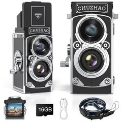 【新品未使用】レトロカメラ トイカメラ デジタルカメラ16GBカード日本語説明書ストラップ付きの画像