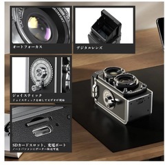 【新品未使用】レトロカメラ トイカメラ デジタルカメラ16GBカード日本語説明書ストラップ付きの画像