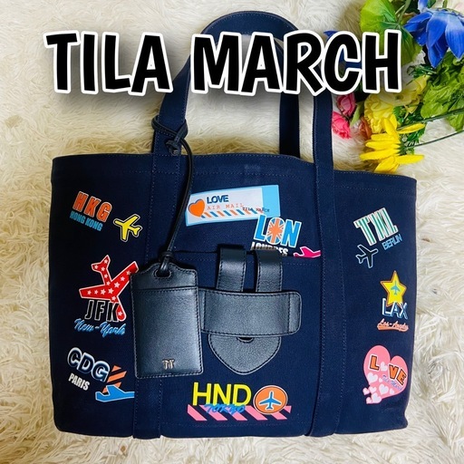 TILA MARCH✨ティラマーチ✨トートバッグ✨世界の空港スタンプ✨A4サイズ