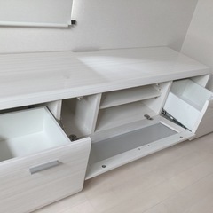 幅150テレビボード　ホワイトウォッシュ　鏡面仕様の画像