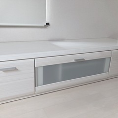 幅150テレビボード　ホワイトウォッシュ　鏡面仕様の画像