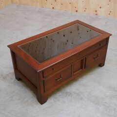 ≪zyt2533ジ≫ DREXEL HERITAGE/ドレクセルヘリテイジ ガラストップセンターテーブル ガラスケース/ディスプレイ/ヴィンテージ家具/中古家具/宮城県仙台市 71023-08の画像