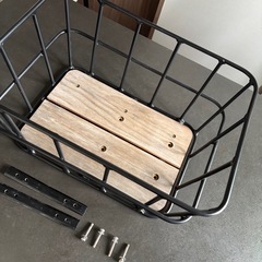自転車かご　ウッドバスケットの画像