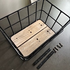 自転車かご　ウッドバスケットの画像