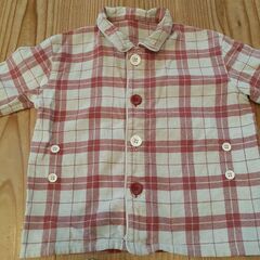 キッズパジャマ　無印　90cm　赤いチェックの画像