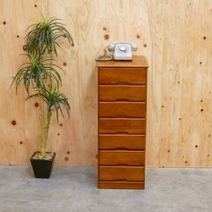 ≪zyt2534ジ限≫ 未使用/長期保管品 総桐７段スリムチェスト　幅35.5cm　奥行43.5cm　高さ89.5cm　クロシオ <64732>7D  宮城県仙台市 71023-09の画像