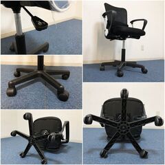 デスクチェア 昇降機能・肘置・ランバーサポート付きブラック メッシュ事務椅子/キューチェア シンプルデザイン 展示品・アウトレットの画像