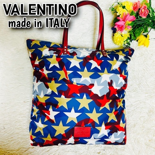 スタッズ✨VALENTINO✨ヴァレンティノ✨トートバッグ✨迷彩✨星柄✨総柄✨