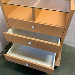 チェスト ガラス天板 キャビネット 収納 シンプル  おしゃれ モダン A0789YGの画像