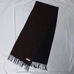 ( E-1 )TAKEO KIKUCHI タケオキクチ マフラー ネイビー ブラウン 紺色 茶色 おしゃれ かっこいい 中古の画像