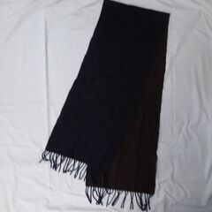 ( E-1 )TAKEO KIKUCHI タケオキクチ マフラー ネイビー ブラウン 紺色 茶色 おしゃれ かっこいい 中古の画像