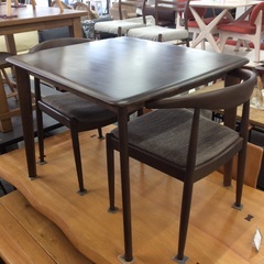 【ニトリのダイニングセット】 ダイニングセット　ニトリ　NITORI　NDコレクション　食卓テーブルセット　2人掛け　イス2脚　布座面　：ダークブラウンの画像