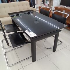 ★リユースのサカイ日立店★HJ8223 大塚家具 ダイニングテーブルセット ブラック H73×D85×W160 クリーニング済み の画像