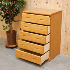 ≪zyt2536ジ限≫ 未使用/長期保管品 ５段チェスト　幅60cm　奥行45cm　高さ91cm　メイト60-5HC/無垢材/整理タンス/06-013/田中家具製作所製造  宮城県仙台市 71023-11の画像