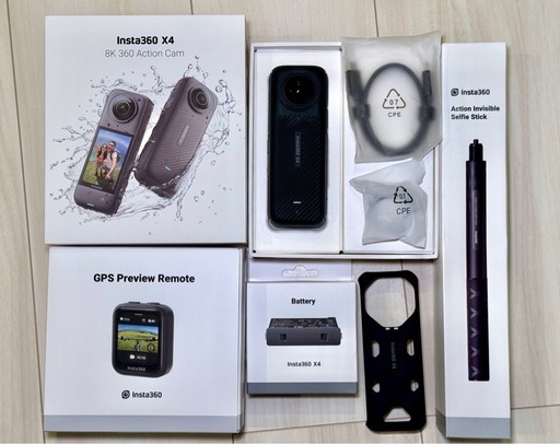 新品近い！Insta360 X4 アクションカメラ 本体+アクセサリー 見えない自撮り棒 インスタ360