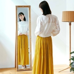 スタンドミラー 全身鏡 ミラー アンティーク 木製 姿鏡 アンティークミラー 姿見 ゴールドの画像