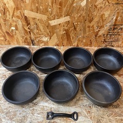 C(7656) 鉄鋳物 ビビンバ鍋 7個　韓国食器 鉄鍋 厨房用品 飲食店 店舗用 業務用 韓国料理の画像
