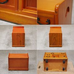 ≪zyt2537ジ限≫ 未使用/展示品 お座敷ワゴン キャスター付き小袖机　隠し収納付き　幅52cm　奥行32.5cm　高さ39cm　サン・ハーベスト/DW-1400/整理タンス/小箪笥/小物入れ/引き出し/タモ材/桐材/宮城県仙台市 71023-13の画像
