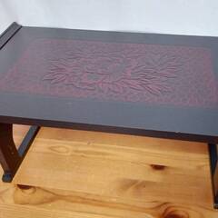 【S243】文机/鎌倉彫/花柄/折り畳み/昭和レトロ/伝統工芸/和室インテリアの画像