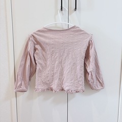 子供 くすみピンクカーディガン110cm の画像