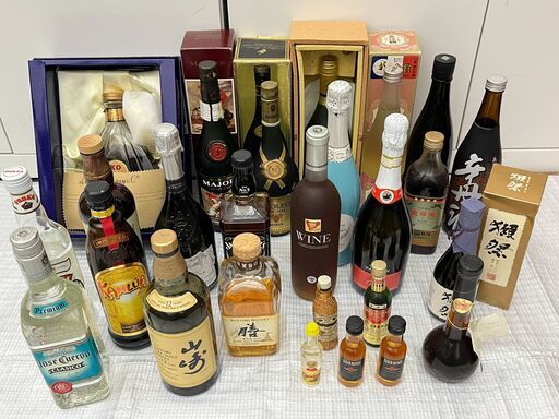 i5578HI 洋酒まとめ② 26点 未開栓開封済混在 ブランデー ウイスキー ワイン 果実酒 スピリッツ 獺祭 お酒 古酒 外国酒 ミニボトル