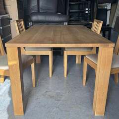 天然木 ダイニング5点セット、4人用食卓セット、幅150cm Used/キレイの画像