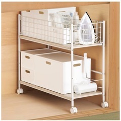 【直接引取限定】ニトリ 収納ラックキャスター付きワゴン 未使用・組み立て済の画像