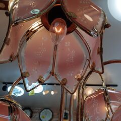 アンティーク　フロアライト　スタンドライト　フラワー　花　ガラス　金　ゴールド　調光ライト　サイズ（約）直径29×高166　　■近隣配送無料 買取GO‼　栄和店の画像