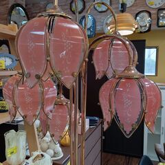 アンティーク　フロアライト　スタンドライト　フラワー　花　ガラス　金　ゴールド　調光ライト　サイズ（約）直径29×高166　　■近隣配送無料 買取GO‼　栄和店の画像