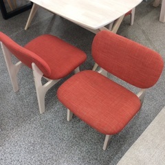 【ニトリのダイニングセット】 ダイニングセット　ニトリ　NITORI　リラックシリーズ　食卓テーブルセット　3人掛け　イス2脚　ベンチ1脚　布座面　：アイボリー/オレンジの画像