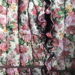 ハイタイプ　こたつ布団　こたつ　ダイニングテーブル　ゴブラン織り　花柄　ブラウンの画像