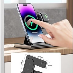 3in1ワイヤレス充電器 アップルウォッチ 同時充電 マルチ充電器スタンドの画像
